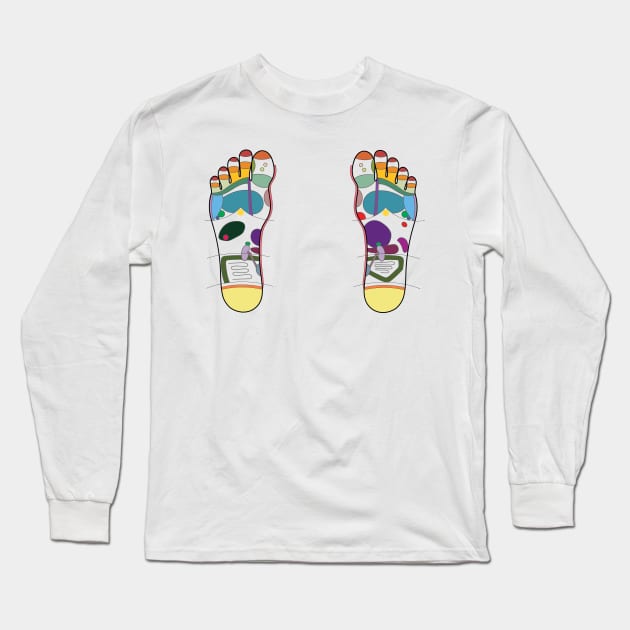 Foot Reflexology Map Long Sleeve T-Shirt by Balanceandharmonyforreflexologists